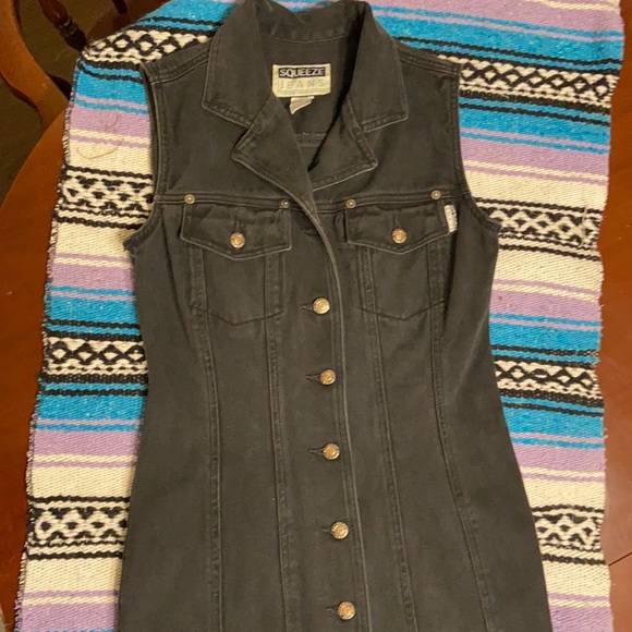 Black denim button up dress - Picture 1 of 5